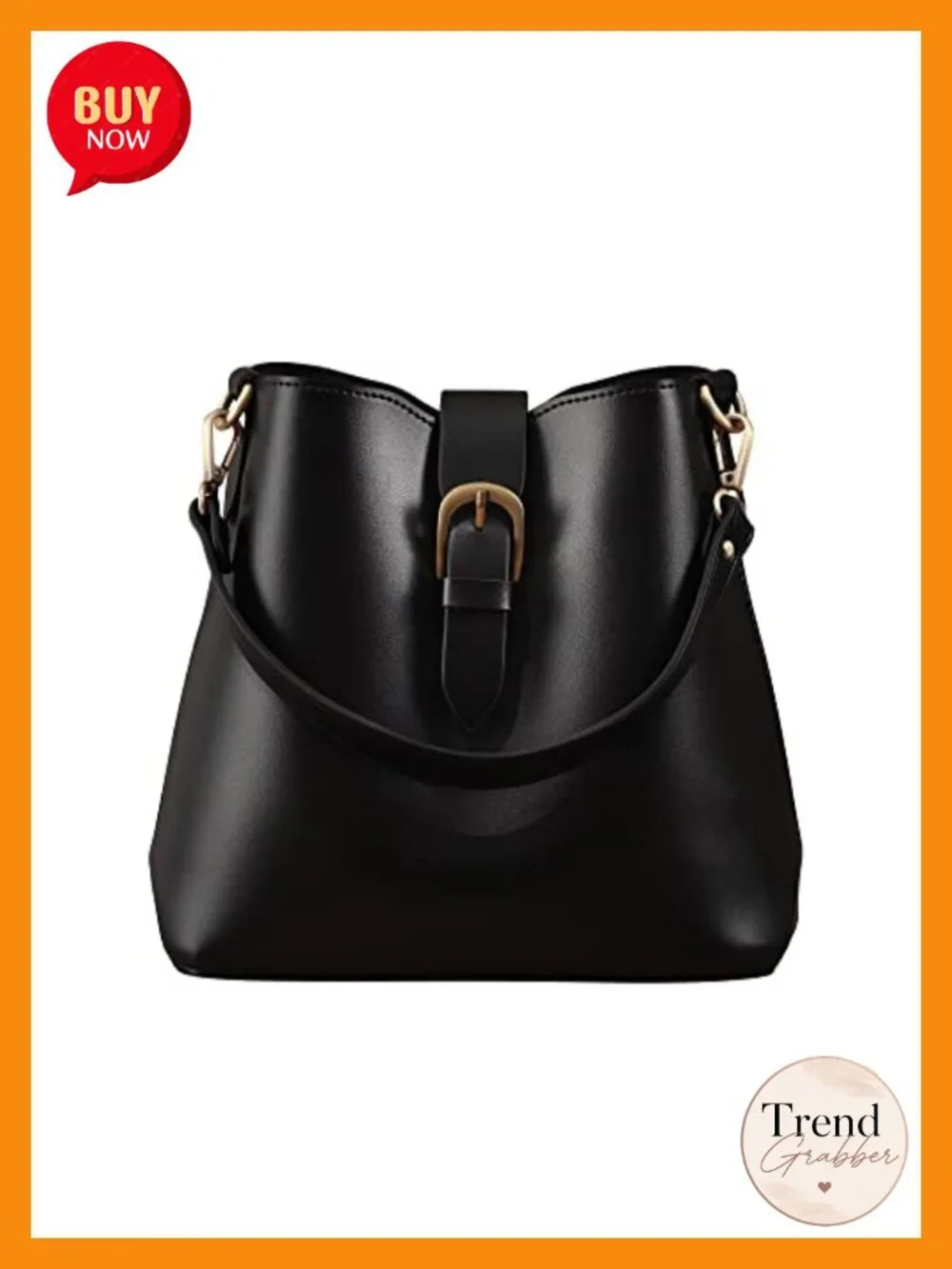Vegan Leather Bucket Bag Handbag with Removable Pouch Crossbody Adjustable Strap